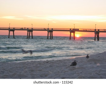 Sunset under pier