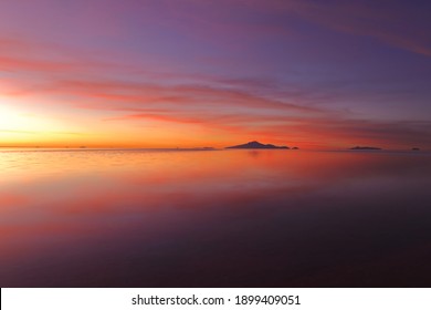 Sunset In Uyuni Salt Flat, Bolivia