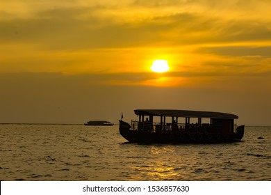 Sunset At Vembanad Lake, Kerala, India.