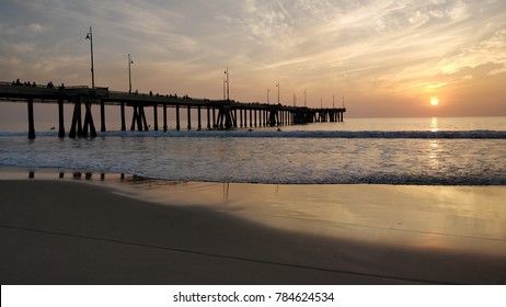 Sunset At Venice Beach Near The Pier