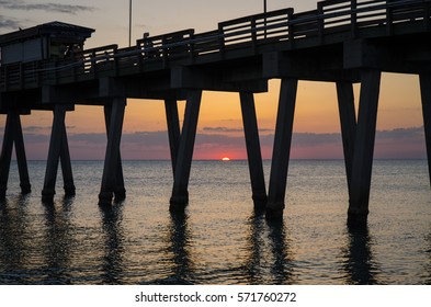 Sunset At Venice Fishing Pier. Venice, Florida