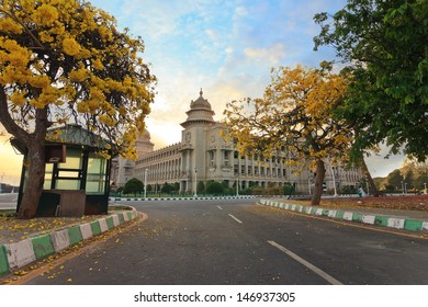 Sunset At Vidhana Soudha The State Legislature Building In Bangalore, India