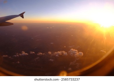 Sunset view from airplane window
