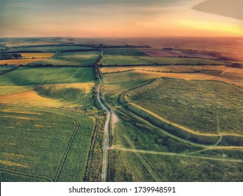 Sunset View Along The Ridgeway In Oxfordshire