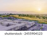Sunset view of an ancient Egyptian house in Tel Bet Shean, now a National Park. Northern Israel