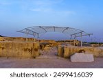 Sunset view of an ancient Egyptian house in Tel Bet Shean, now a National Park. Northern Israel