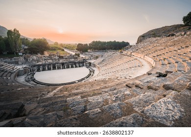 Sunset View of the Ancient Theatre in Ephesus, Turkey