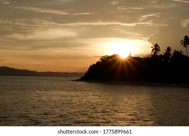 a sunset view in the beach