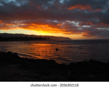 Sunset View From The Beach In Haleiwa, Hawaii