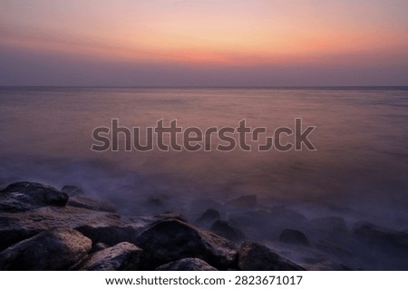 Sunset view in the beach using slow speed camera setting.