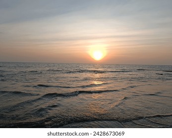 Sunset view with beautiful wave
