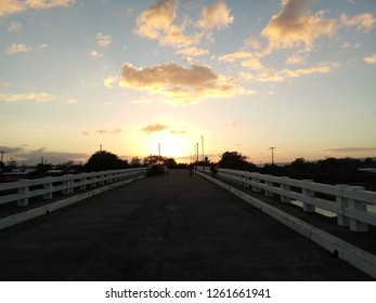 sunset view by the bridge