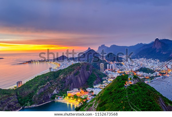 Sunset View Copacabana Corcovado Botafogo Rio Stock Photo Edit Now 1152673568