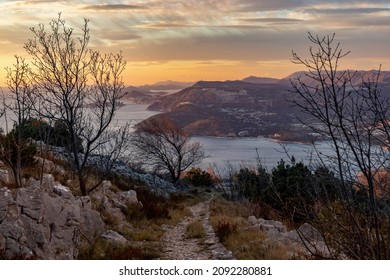 Sunset view from Croatians montains, located along the Dalmatian coast of the Adriatic Sea. - Shutterstock ID 2092280881