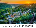 Sunset view of Harpers Ferry, West Virginia from Maryland Heights