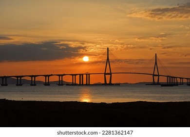 The sunset view of Incheon Bridge - Powered by Shutterstock