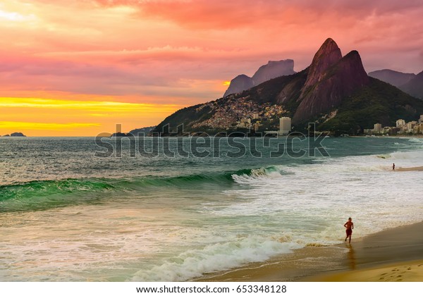Sunset View Ipanema Beach Mountain Dois Stock Photo Edit Now Sunset View Ipanema Beach Mountain Dois Stock Photo Edit Now