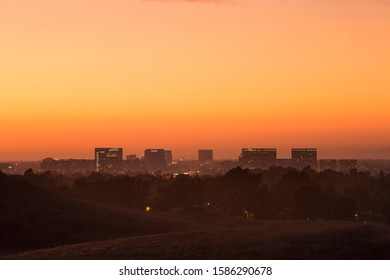 Sunset View Of The Irvine, California Skyline.