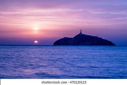 Sunset View Of A Lighthouse In An Island - Santa Marta, Colombia