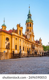 Sunset view of Loreta pilgrimage site in Prague, Czech republic.IMAGE