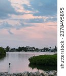 Sunset view from Marathon Key overlooking a channel.