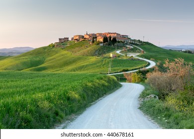 Sunset View Of Mucigliani Village, Tuscany, Italy