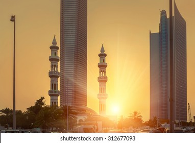 Sunset view on Abu Dhabi dountown
