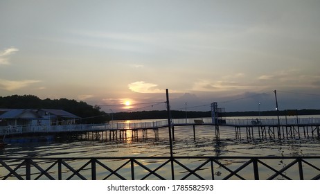 a sunset view on a bridge