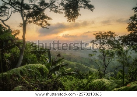 Sunset view on a cloudy sky from the top of the mountains. 
Alor Island, East Nusa Tenggara - Indonesia