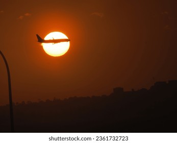 a sunset view with orange sky 