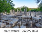 Sunset view of Palaestra at Archaeological Site of Olympia in Greece.