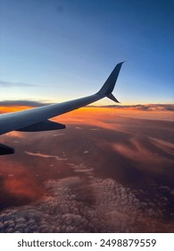 Sunset view from plane window