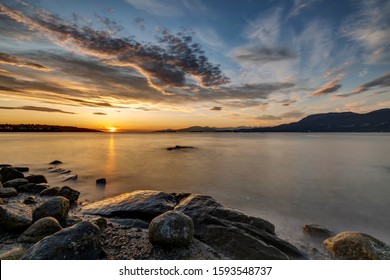 Sunset View At Point Grey Park Beach, Vancouver, British Columbia, Canada