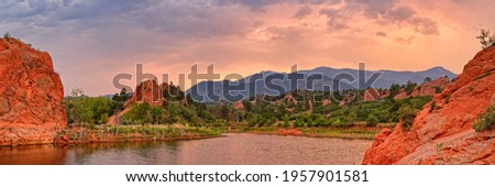 Sunset View of Pond at Red Rock Canyon Open Space - Colorado Springs Rocky Mountains