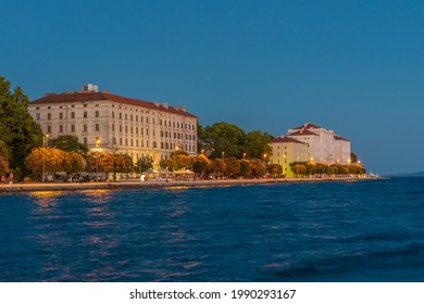 Sunset View Of Riva Promenade In Zadar, Croatia