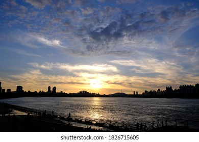 Sunset view with the river