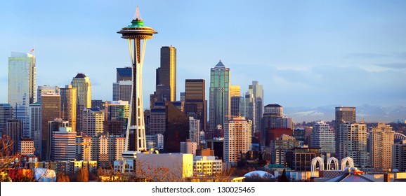 Sunset view of Seattle skyline, WA, USA - Powered by Shutterstock