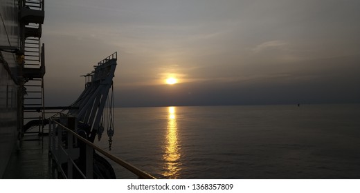 sunset view from the ship