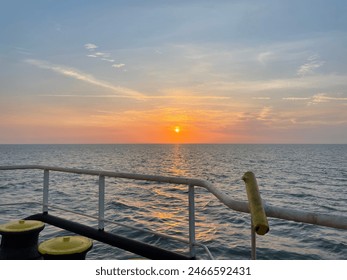 Sunset view from ship while sailing towards Iran to India
