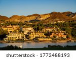 Sunset view of some beautiful residence house at Lake Las Vegas, Nevada