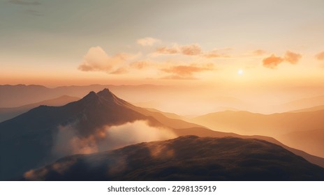 Sunset View from the Top of a Mountain - Shutterstock ID 2298135919