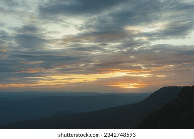 Sunset view at the top of a mountain in Thailand