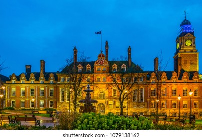 Sunset View Of Town Hall In Leicester, England
