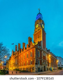 Sunset View Of Town Hall In Leicester, England
