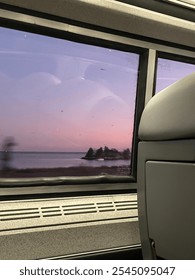 Sunset view from train seat
