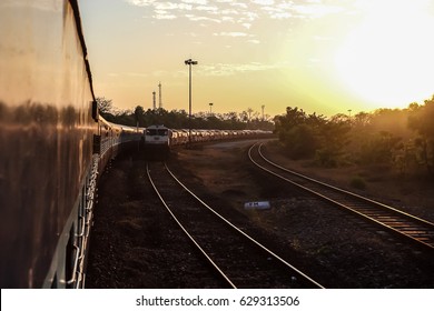 Sunset View From The Train Window, Indian Railways