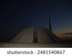 A sunset view of Tsitsernakaberd Armenian Genocide Memorial Complex in Yerevan, Armenia,