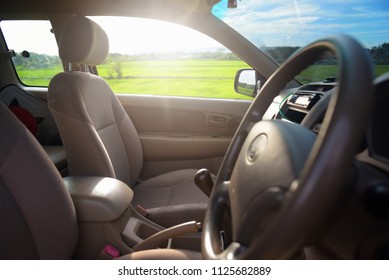 sunset viewed from inside a car