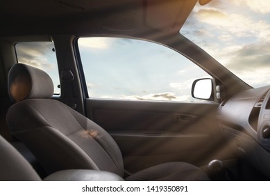 Sunset Viewed From Inside A Car