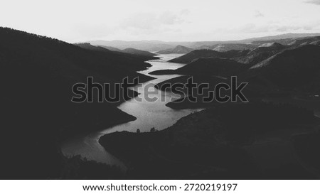 Sunset viewpoint of a zigzag river